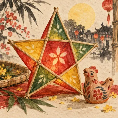 Tranh minh hoạ: Đồ chơi Tết xưa