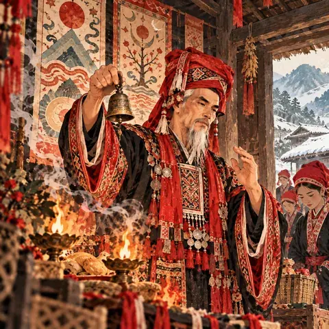 Tranh minh hoạ Tết Nhảy của người Dao (Nhảng Chầm Đao)