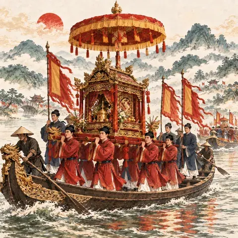 Tranh minh hoạ Lễ hội Đền Và (Hội Đông Cung)