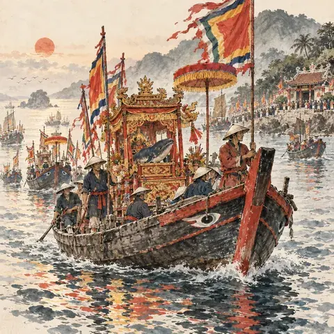 Tranh minh hoạ Lễ hội Cúng biển Mỹ Long