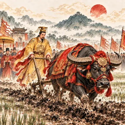 Tranh minh hoạ Lễ hội Tịch điền Đọi Sơn