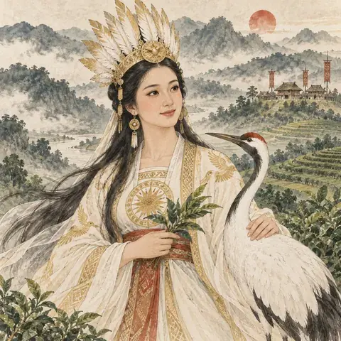 Tranh minh hoạ Âu Cơ