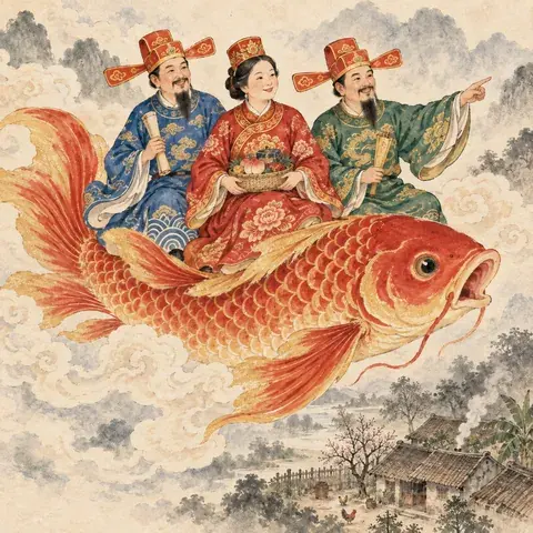 Tranh minh hoạ Táo Quân