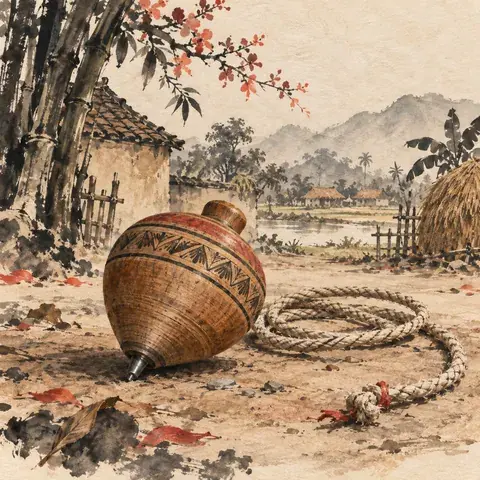 Tranh minh hoạ: Đánh cù (đánh quay)