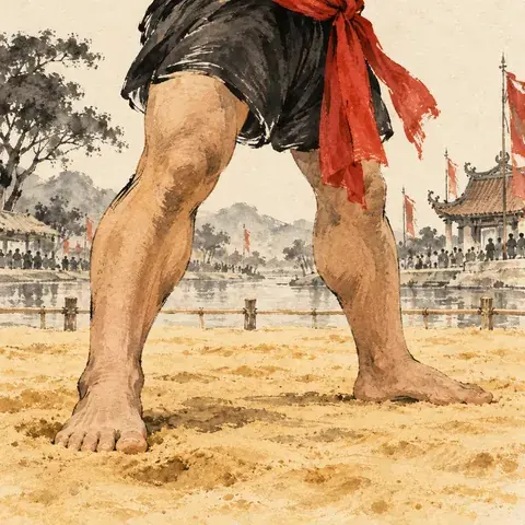 Tranh minh hoạ: Đấu vật dân tộc