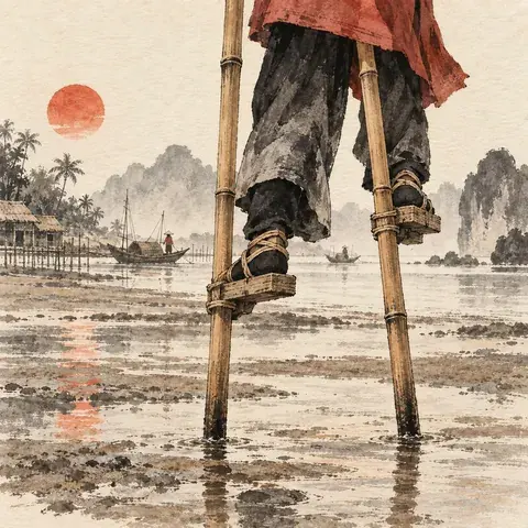 Tranh minh hoạ: Đi cà kheo