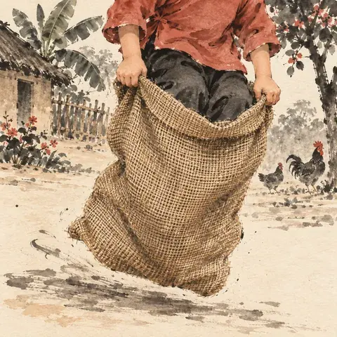 Tranh minh hoạ: Nhảy bao bố