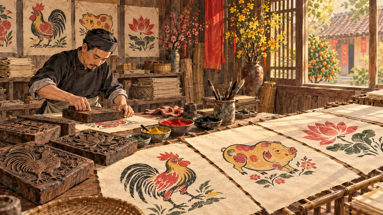 Tranh minh hoạ: Tranh Đông Hồ