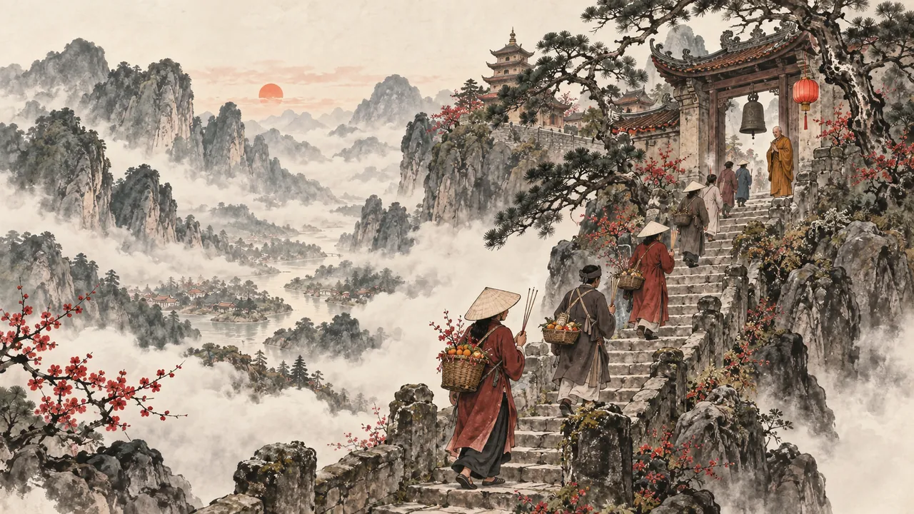 Tranh minh hoạ Lễ hội Quán Thế Âm Ngũ Hành Sơn