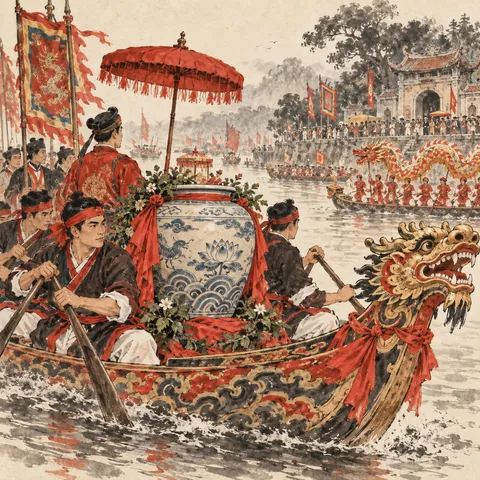 Tranh minh hoạ Lễ hội Chử Đồng Tử – Tiên Dung