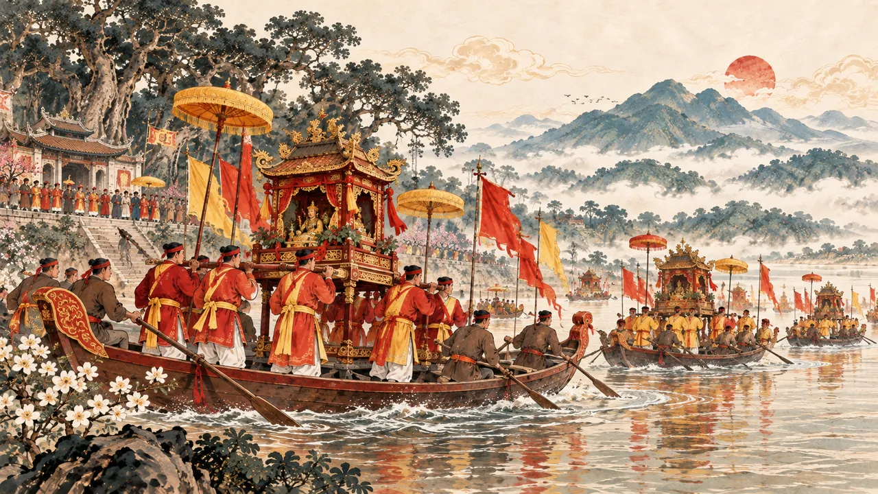 Tranh minh hoạ Lễ hội Đền Và (Hội Đông Cung)
