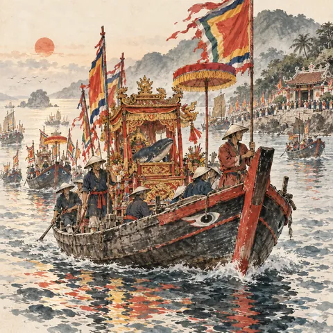 Tranh minh hoạ Lễ hội Cầu ngư Sa Huỳnh