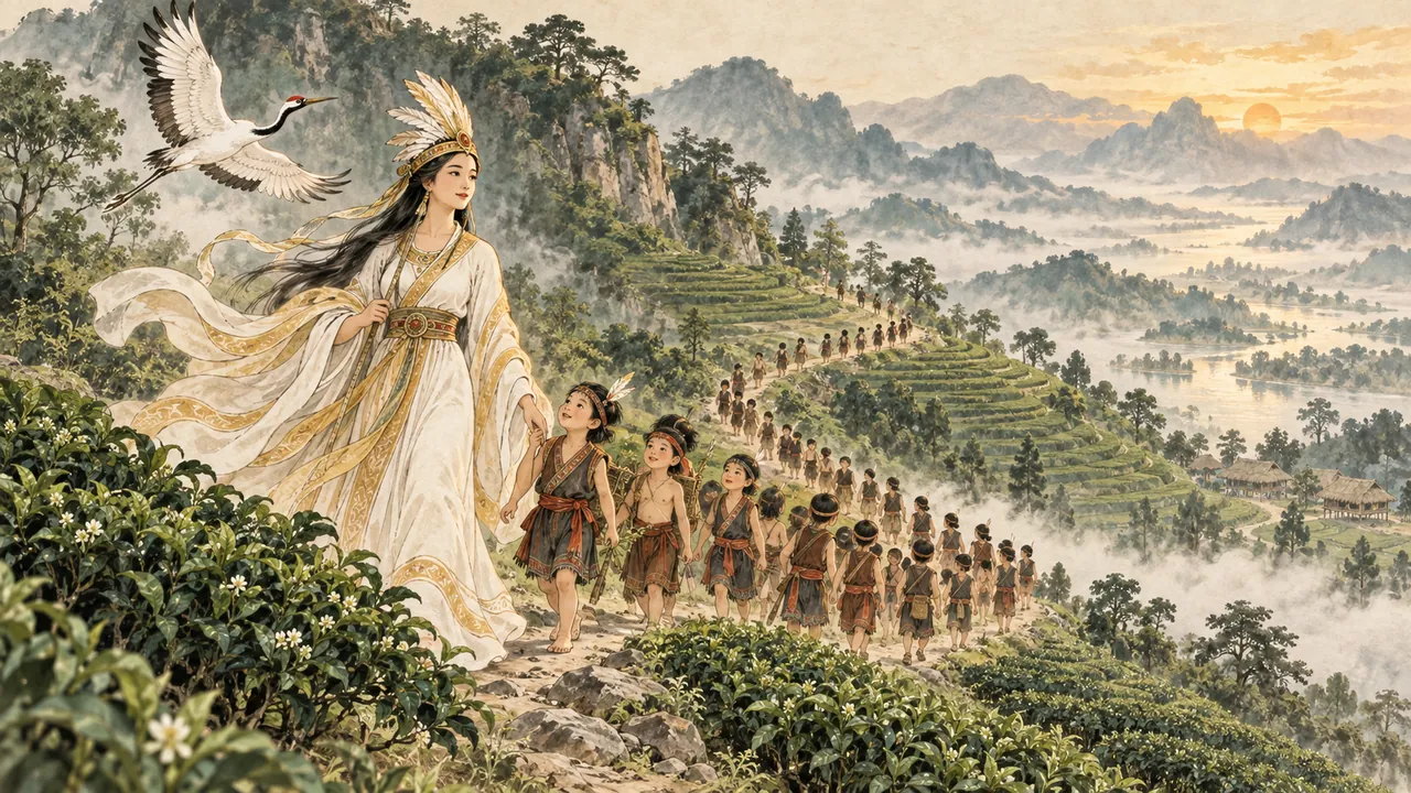 Tranh minh hoạ Âu Cơ