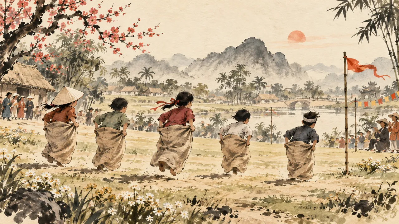 Tranh minh hoạ: Nhảy bao bố