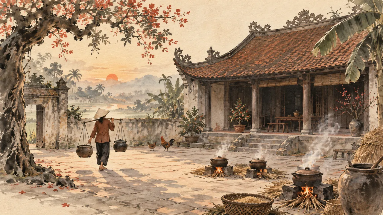 Tranh minh hoạ: Thổi cơm thi